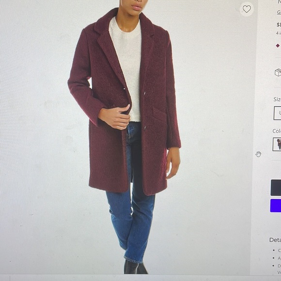 Marc New York Paige coat in pressed boucle wool blend, size 14 - Picture 3 of 16